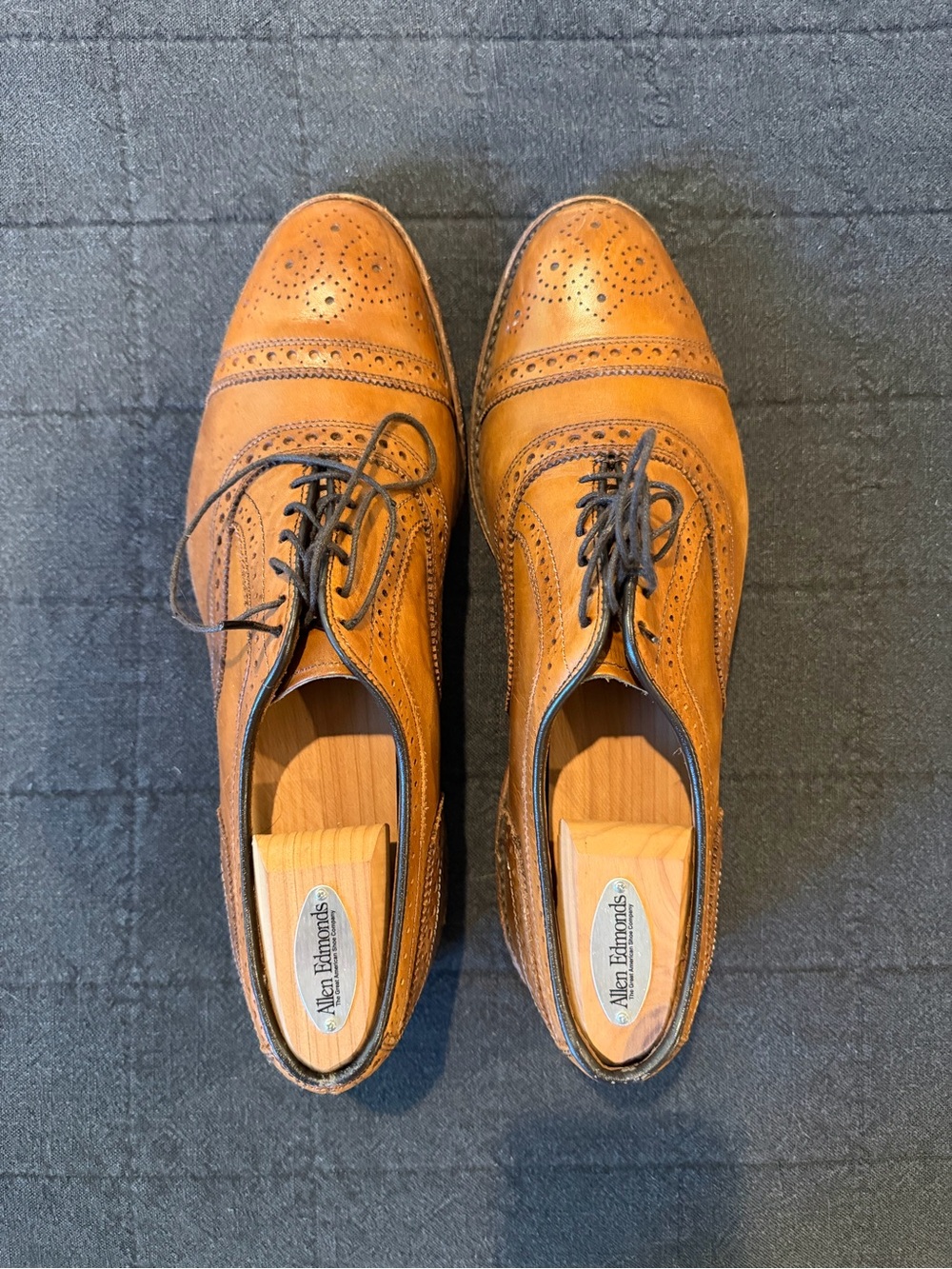 Allen Edmonds Men's Cognac Leather Brogue Oxfords